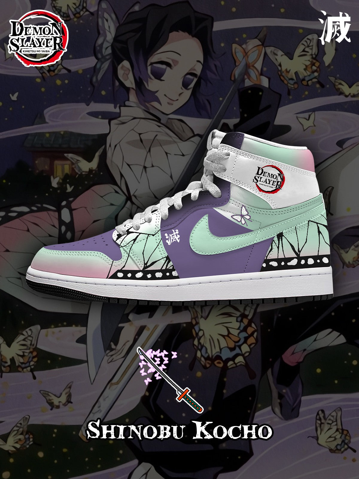 Shinobu Kocho V.1 Custom AJ1 High-Top Sneakers