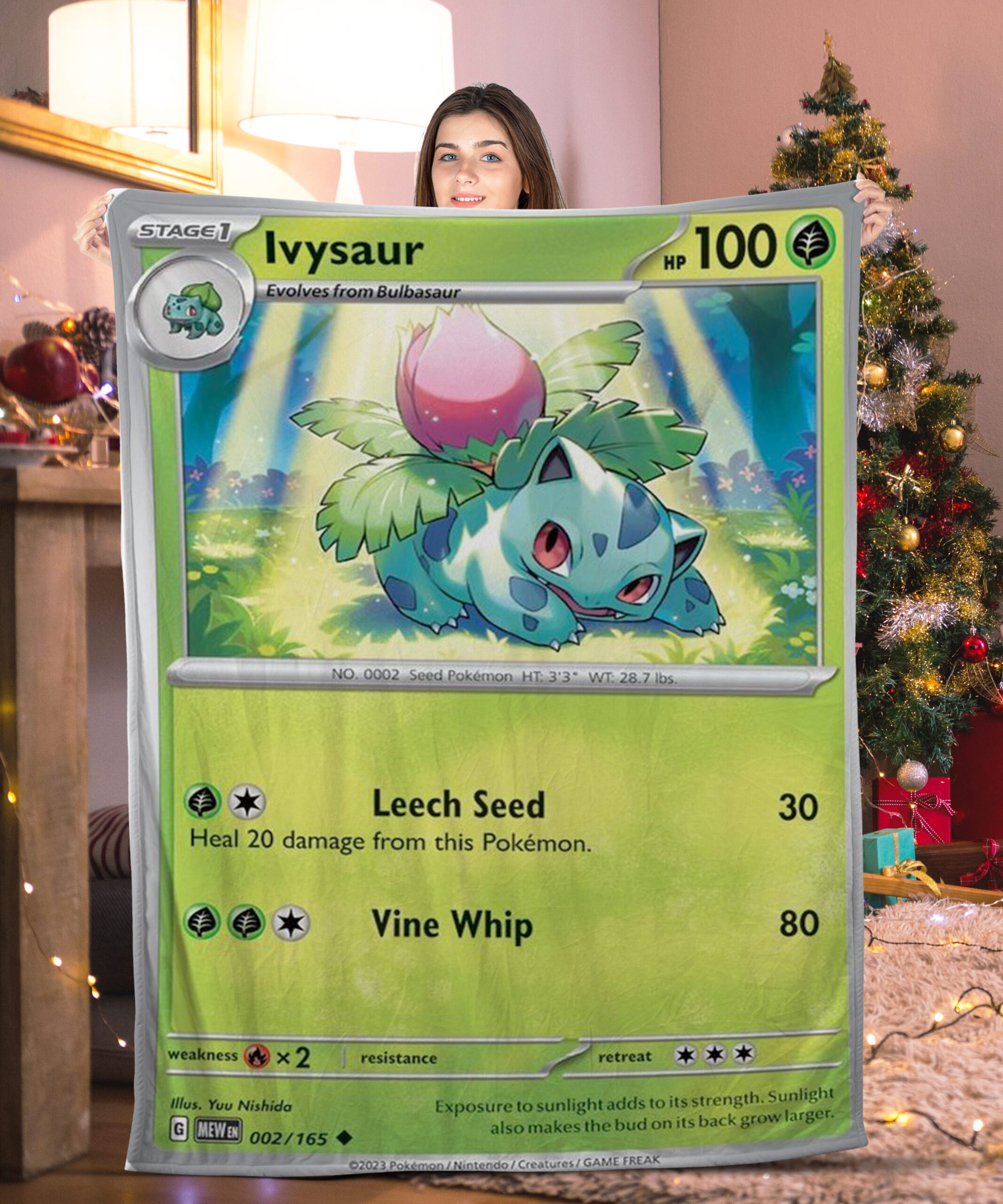 Cute Pokemon Ivysaur Pokemon Card Blanket 384374