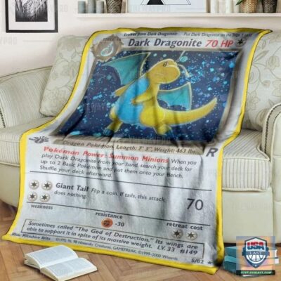 Pokémon Dark Dragonite 1st Edition Soft Blanket, Quilt And Woven Blanket   -ts-blanket-150822-40