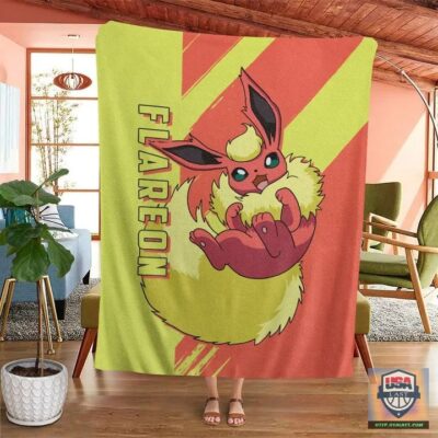 Pokémon Flareon Custom Soft Blanket, Quilt And Woven Blanket   -ts-blanket-150822-34