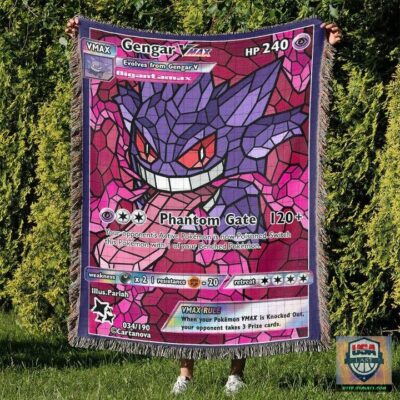 Pokemon Gengar Vmax Stain Glass Custom Woven Blanket   -ts-blanket-150822-16