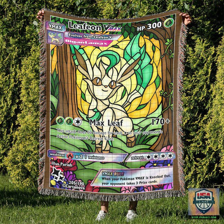 Pokemon Leafeon Stain Glass Custom Woven Blanket -ts-blanket-150822-07