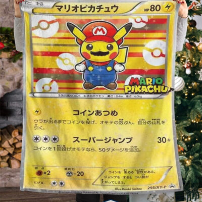 Pokemon Mario Pikachu Japanese Fleece Blanket   -TCTXA-7177