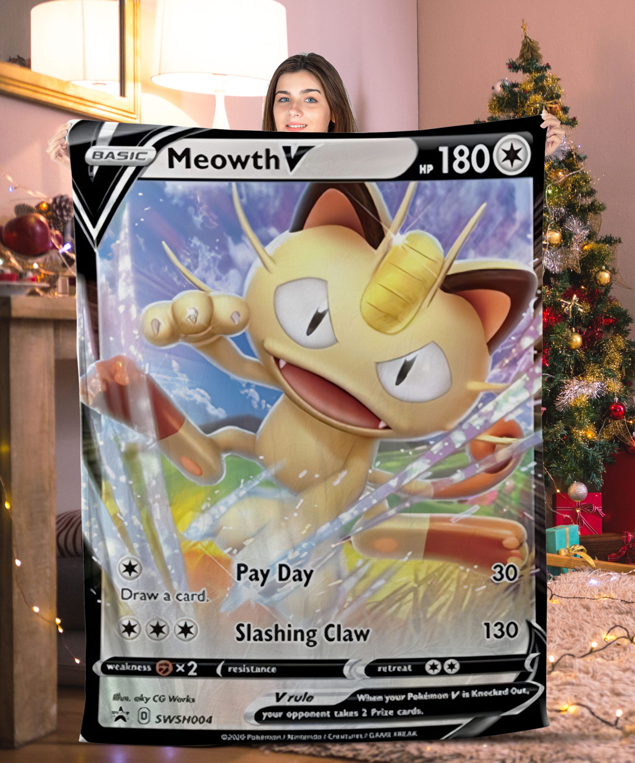 Pokemon Meowth V Pokemon Card Blanket 396484