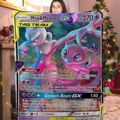 Pokemon Mew And Mewtwo Pokemon Card Blanket 523097
