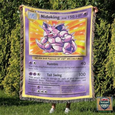 Pokemon Nidoking Custom Woven Blanket   -ts-blanket-150822-25