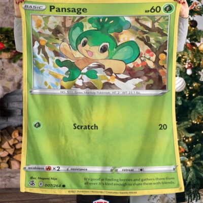 Pokemon Pansage Single Strike Blanket   -K2DKX-1873