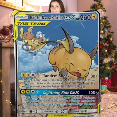 Pokemon Raichu And Alolan Raichu GX Pokemon Card Blanket 985693