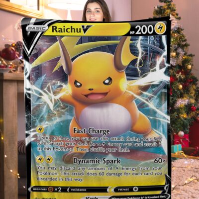 Pokemon Raichu V Pokemon Card Blanket 393974