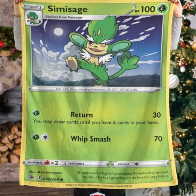 Pokemon Simisage Single Strike Blanket   -8WJVQ-7285