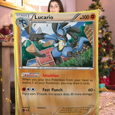 Pokemon Stage 1 Lucario Pokemon Card Blanket 361225