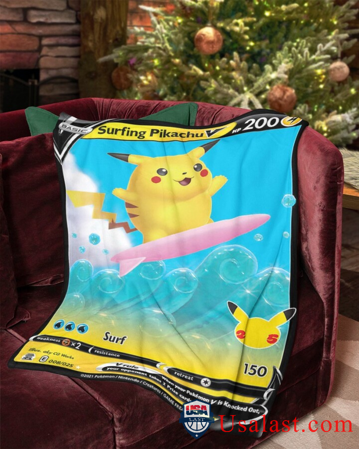 Pokemon Surfing Pikachu V Fleece Blanket -TLJ5A-7616 - Image 2