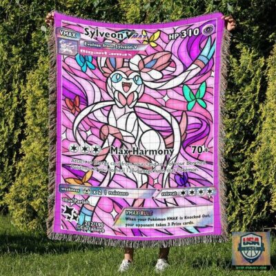 Pokemon Sylveon Stain Glass Custom Woven Blanket   -ts-blanket-150822-01