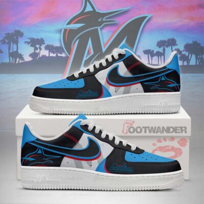 Miami Marlins MLB AF1 Low Top Shoes