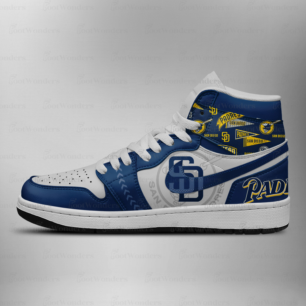 San Diego Padres MLB AJ1 High Top Shoes - Image 2