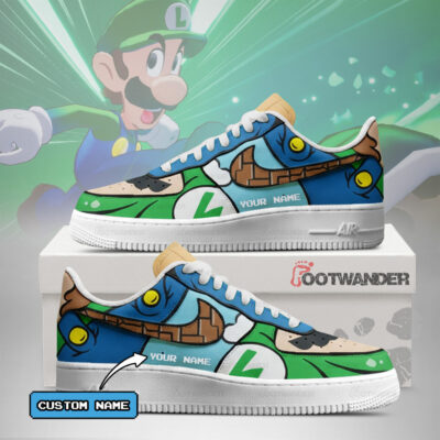 Luigi - Super Mario Custom Name AF1 Shoes