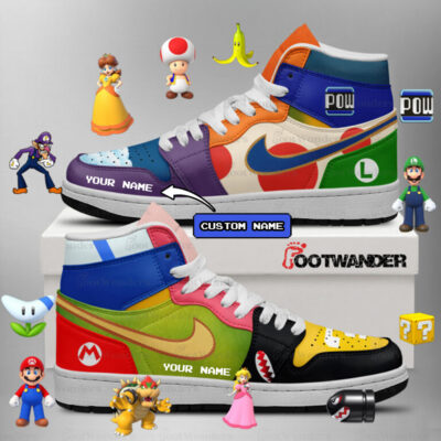 The Mario - Super Mario Custom name AJ1 Shoes