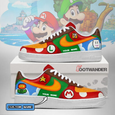 Mario Luigi - Super Mario Custom Name AF1 Shoes