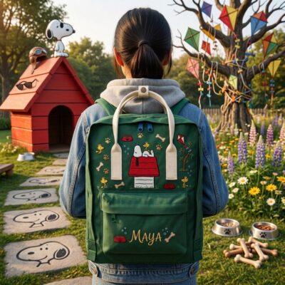 Snoopy Fjallraven Kanken Embroidered Backpack
