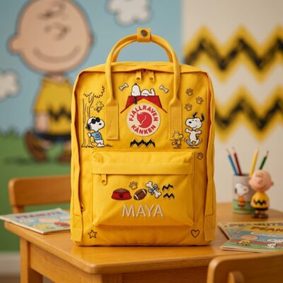 Snoopy Fjallraven Kanken Embroidered Backpack