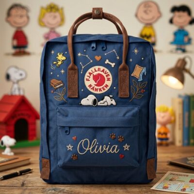Snoopy Fjallraven Kanken Embroidered Backpack