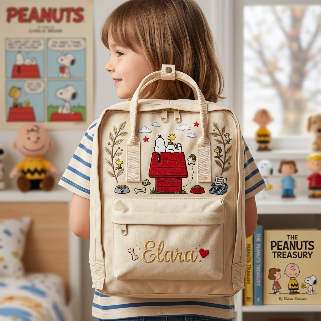 Snoopy Fjallraven Kanken Embroidered Backpack
