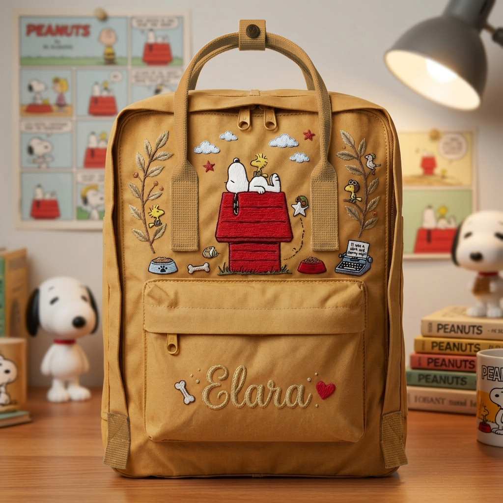 Snoopy Fjallraven Kanken Embroidered Backpack - Image 3
