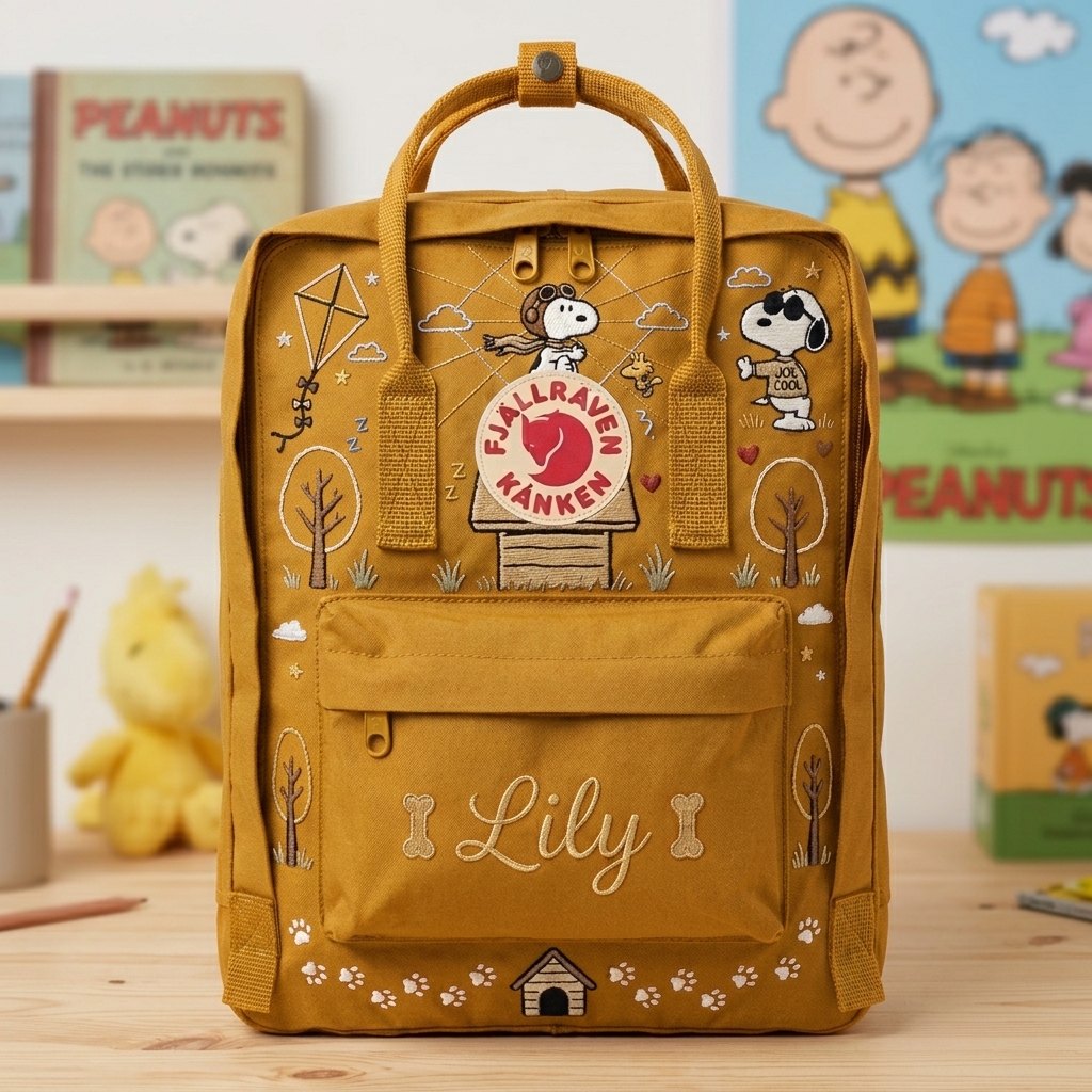 Snoopy Fjallraven Kanken Embroidered Backpack - Image 5