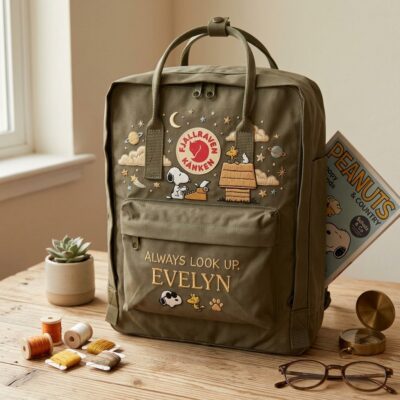 Snoopy Fjallraven Kanken Embroidered Backpack