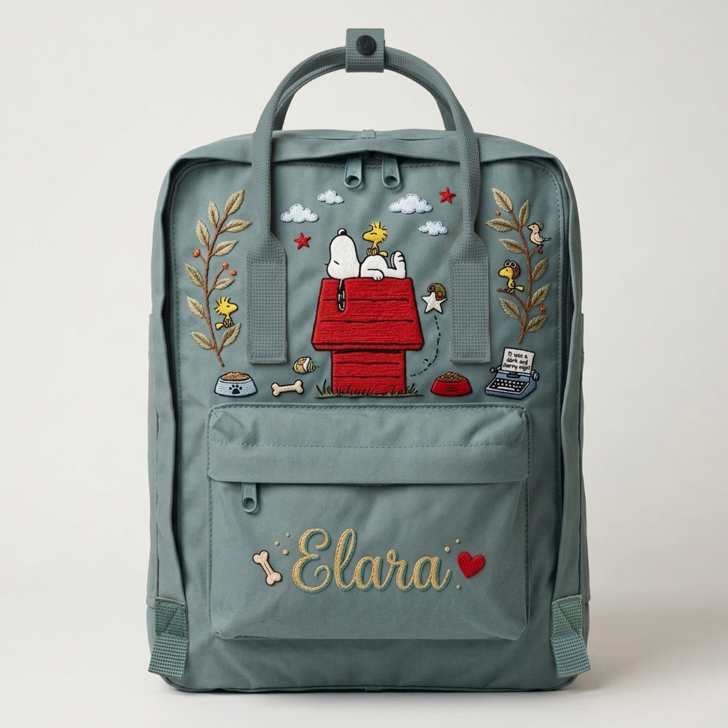 Snoopy Fjallraven Kanken Embroidered Backpack - Image 4