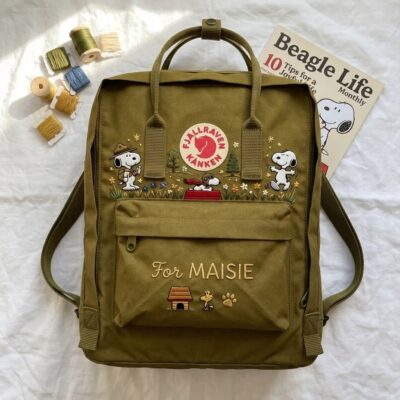 Snoopy Fjallraven Kanken Embroidered Backpack